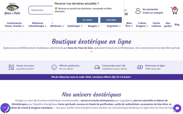 Page d’accueil de Dans les Yeux de Gaïa