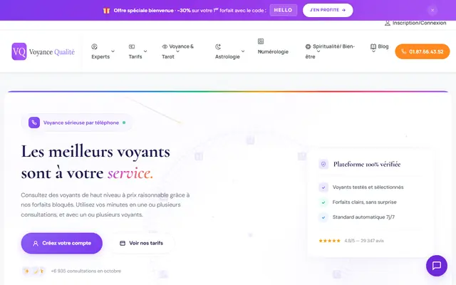 Page d’accueil de Voyancequalite